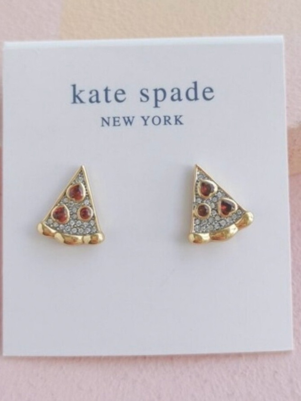 kate spade Novelty gold-tone pizza slice stud earrings with red accents